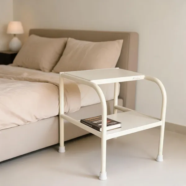White_Metal_Two_Tier_Bedside_Table