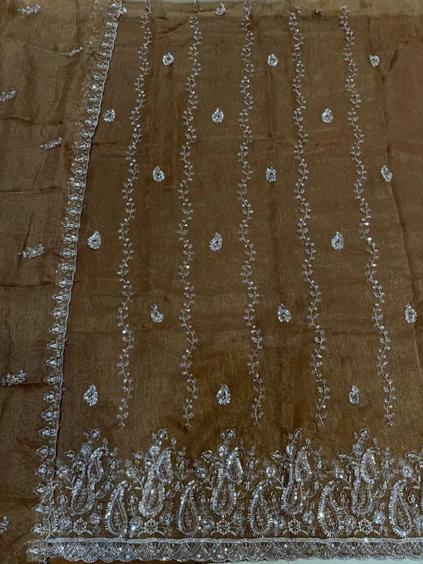 Brown_Embroidered_Net_Saree_for_Women