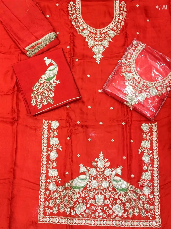 Red_Embroidered_Unstitched_Suit_Set_For_Women
