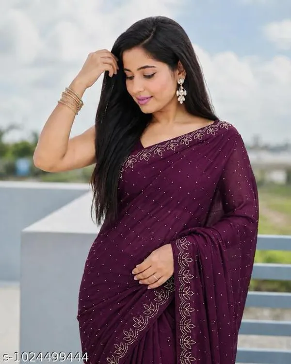 Purple_Georgette_Embellished_Saree_For_Women