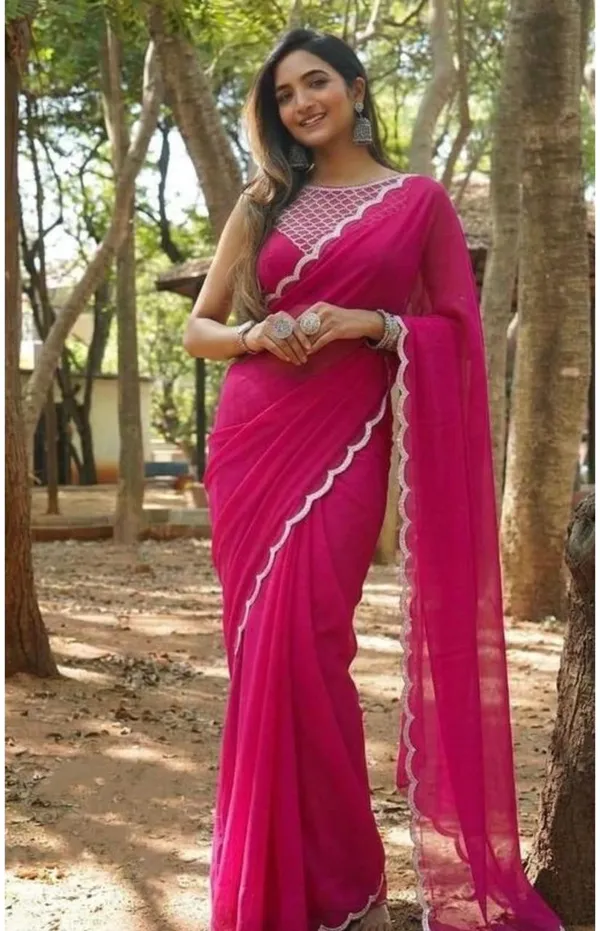 Magenta_Embellished_Half_Sleeve_Saree_for_Women