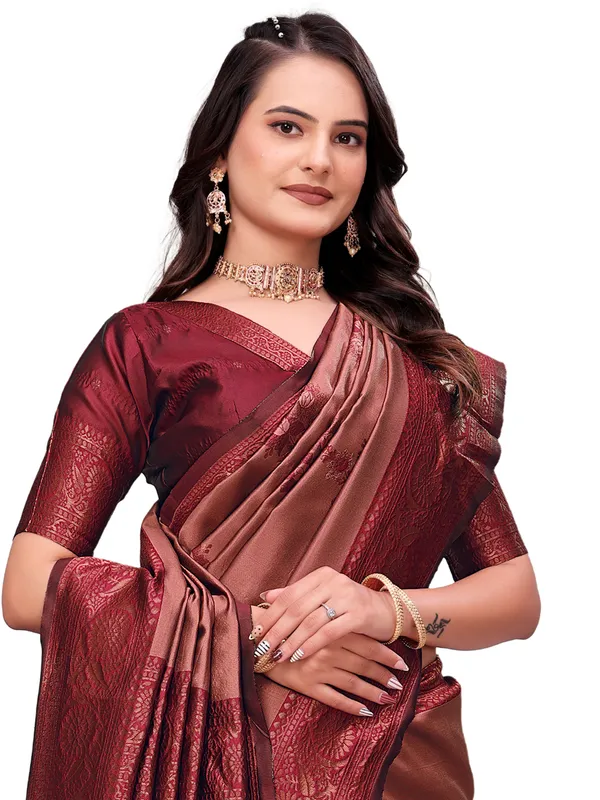 Maroon_Satin_Finish_Traditional_Saree_for_Women