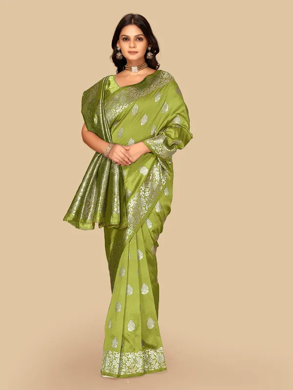 Olive_Green_Silk_Saree_for_Women