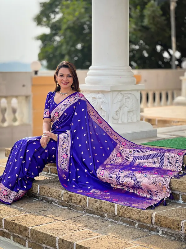 Purple_Woven_Floral_Border_Saree_for_Women