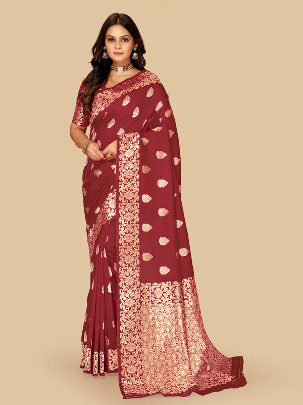 Maroon_Woven_Festive_Saree_for_Women