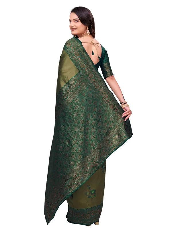 Olive_Green_Woven_Traditional_Saree_for_Women