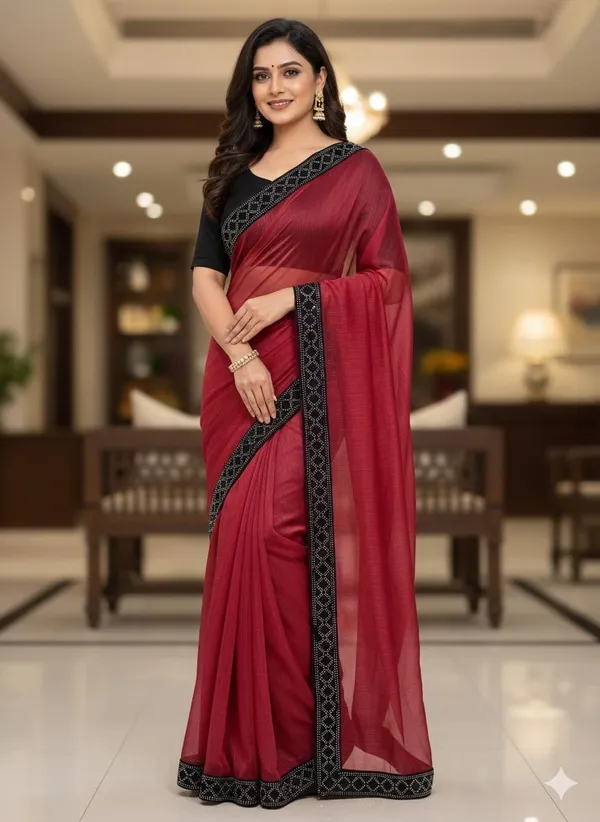 Maroon_Sheer_Border_Saree_for_Women