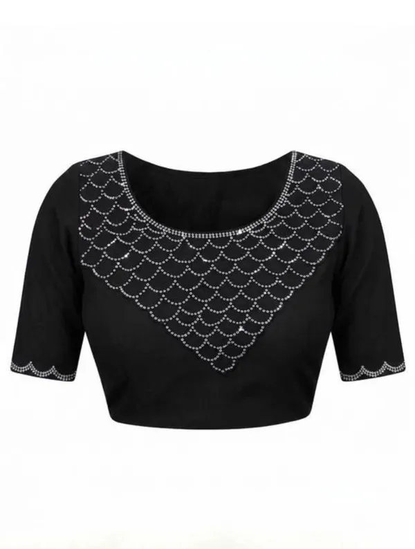 Black_Embellished_Round_Neck_Blouse_for_Women