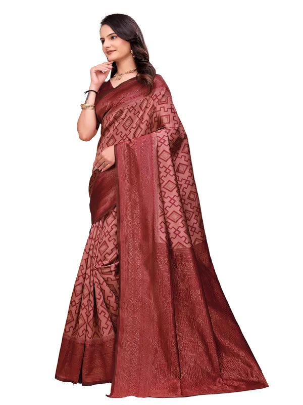 Maroon_Geometric_Pattern_Saree_For_Women