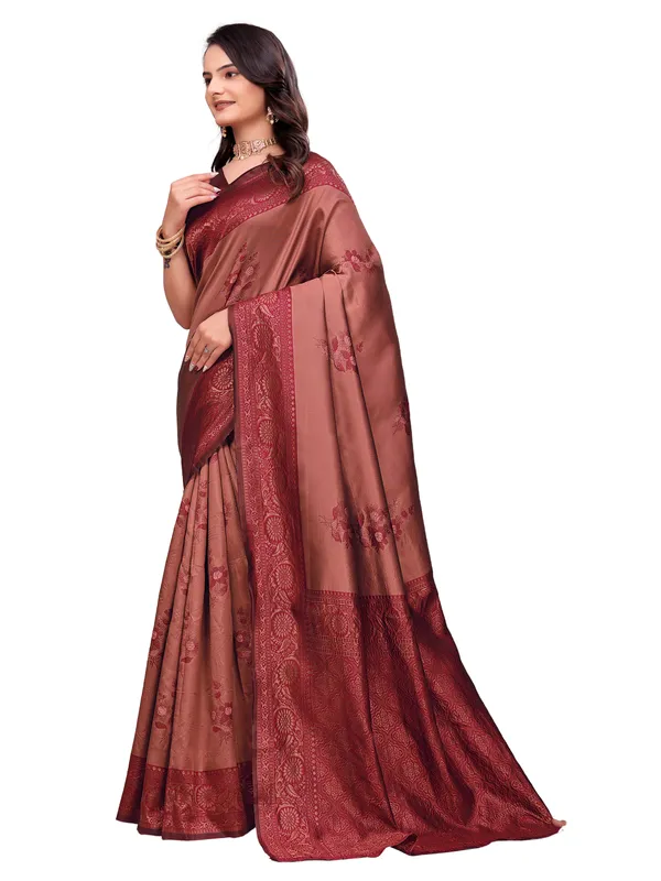 Maroon_Satin_Finish_Traditional_Saree_for_Women
