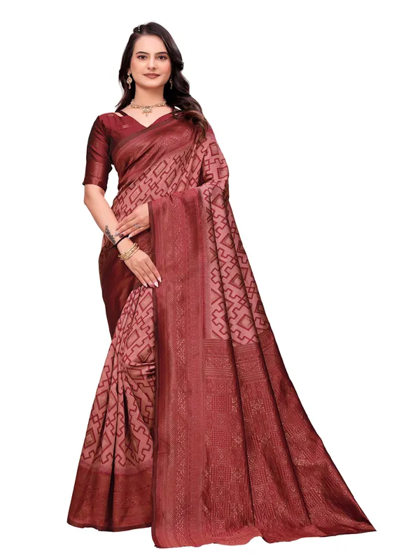 Maroon_Geometric_Pattern_Saree_For_Women