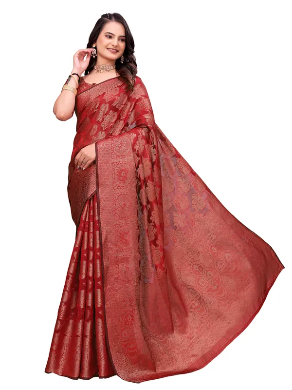 Red_Woven_Floral_Saree_for_Women