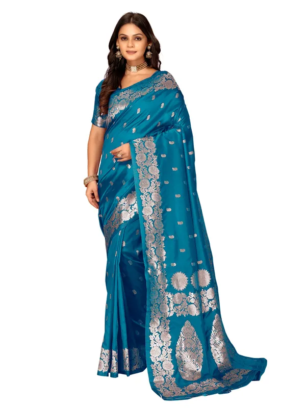 Teal_Blue_Traditional_Saree_For_Women