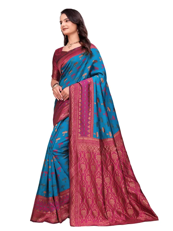 Blue_Printed_Saree_for_Women