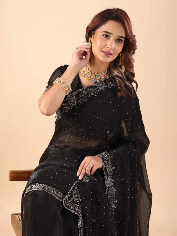 Black_Embellished_Saree_Set_for_Women