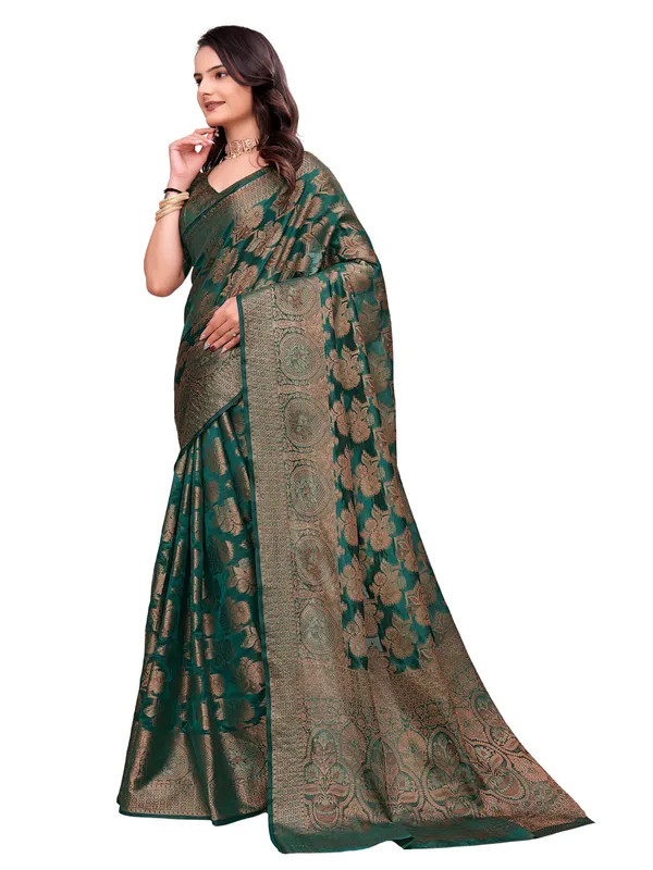 Green_Floral_Woven_Saree_For_Women