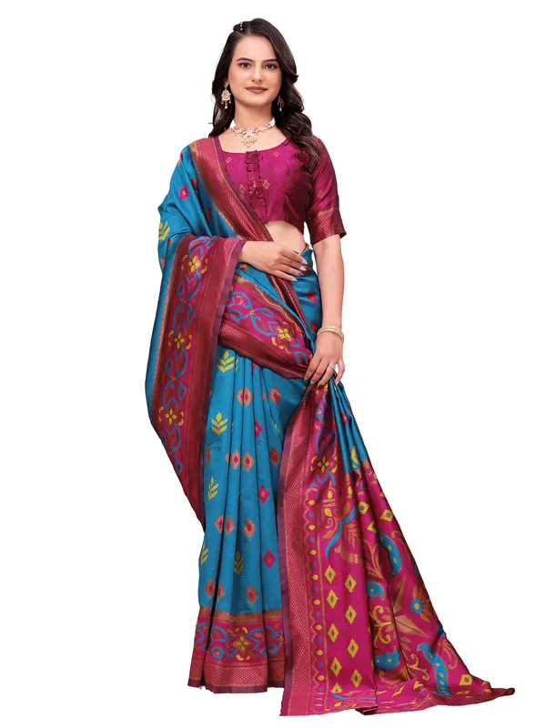 Blue_Printed_Saree_for_Women