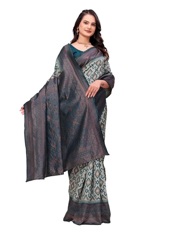 Grey_Geometric_Print_Saree_For_Women