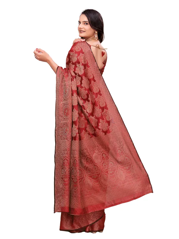 Red_Woven_Floral_Saree_for_Women