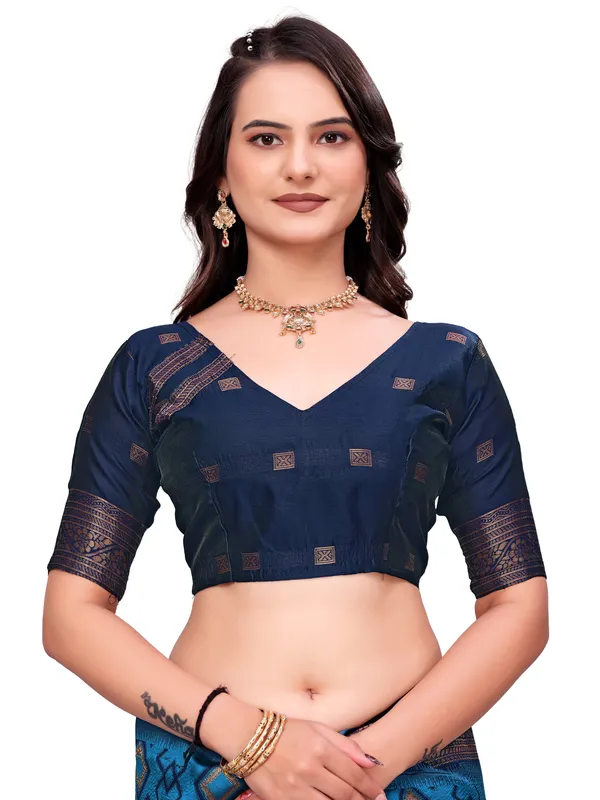 Blue_Geometric_Print_Saree_for_Women