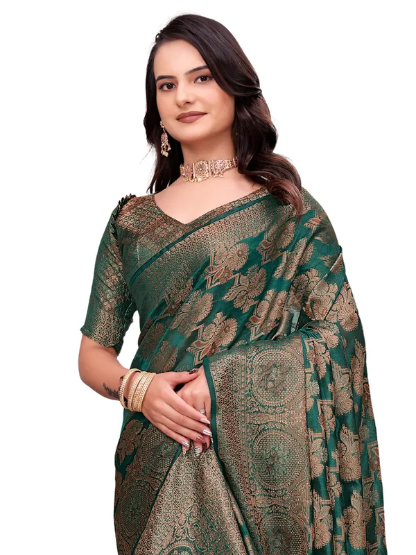 Green_Floral_Woven_Saree_For_Women