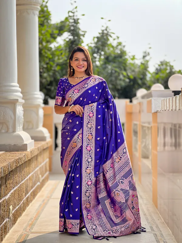 Purple_Woven_Floral_Border_Saree_for_Women