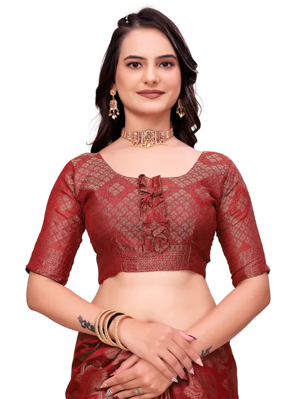 Red_Woven_Floral_Saree_for_Women