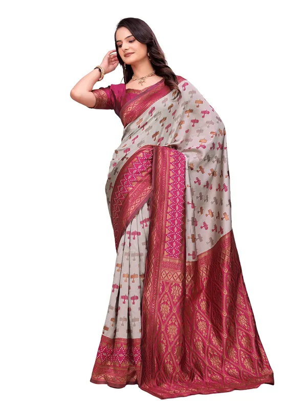 Grey_Printed_Saree_For_Women