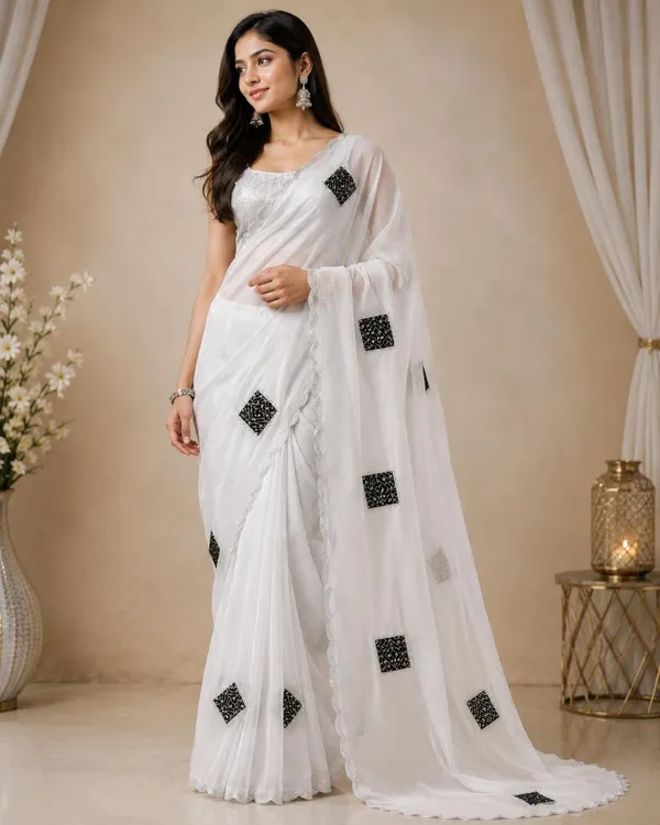 Black_Embellished_Blouse_And_Dupatta_Set_for_Women
