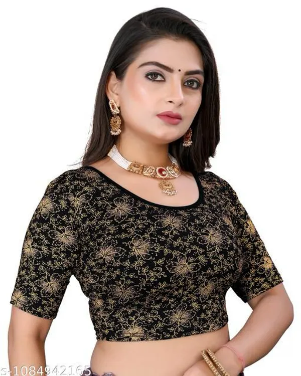Black_Floral_Print_Fitted_Blouse_for_Women