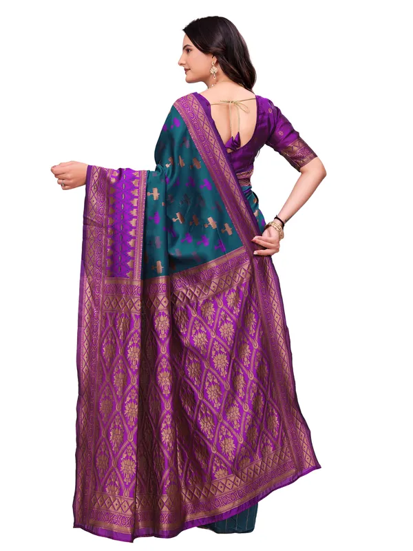 Teal_Traditional_Woven_Saree_for_Women