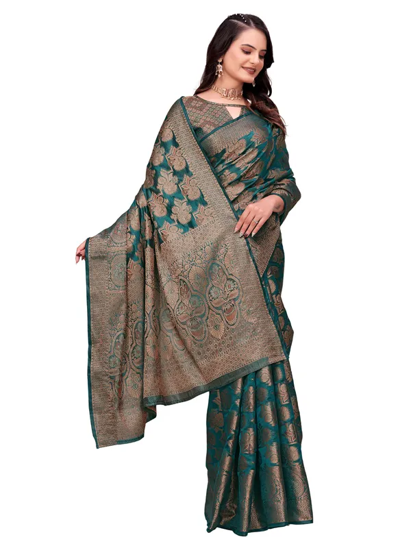 Green_Floral_Woven_Saree_For_Women