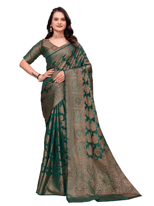 Green_Floral_Woven_Saree_For_Women