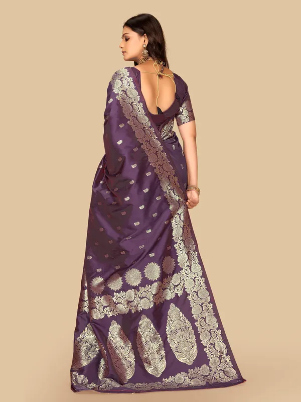 Purple_Woven_Floral_Border_Saree_for_Women
