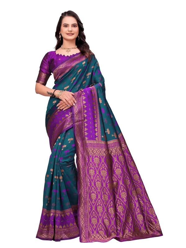 Teal_Traditional_Woven_Saree_for_Women