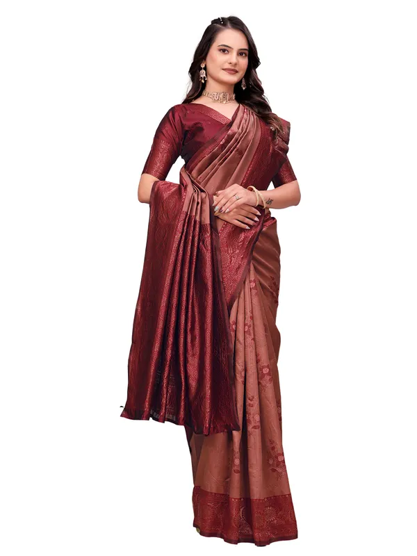 Maroon_Satin_Finish_Traditional_Saree_for_Women