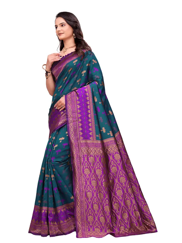 Teal_Traditional_Woven_Saree_for_Women