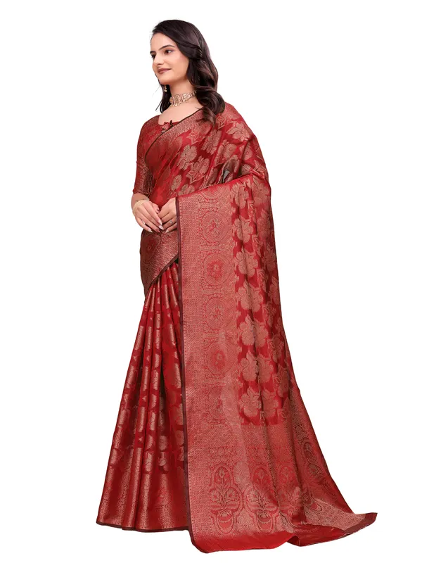 Red_Woven_Floral_Saree_for_Women
