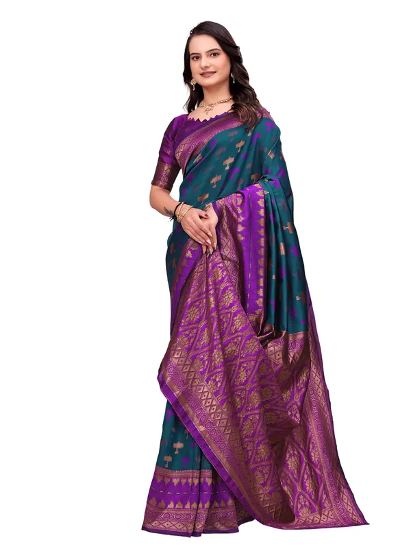 Teal_Traditional_Woven_Saree_for_Women