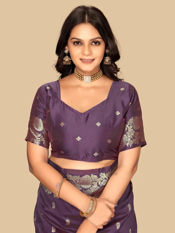 Purple_Woven_Floral_Border_Saree_for_Women