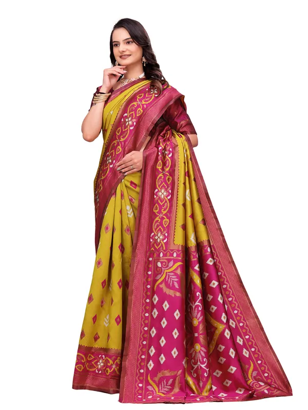 Mustard_Traditional_Pattern_Saree_For_Women