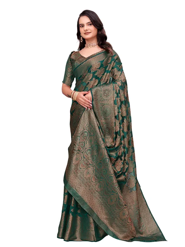 Green_Floral_Woven_Saree_For_Women