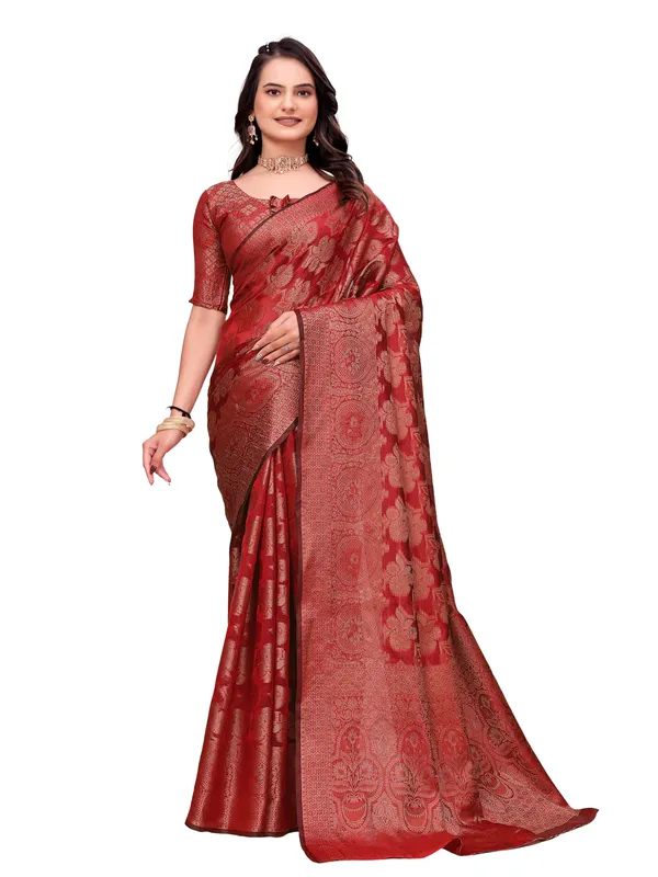 Red_Woven_Floral_Saree_for_Women