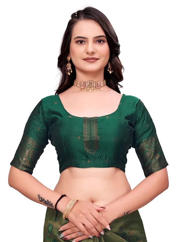 Olive_Green_Woven_Traditional_Saree_for_Women