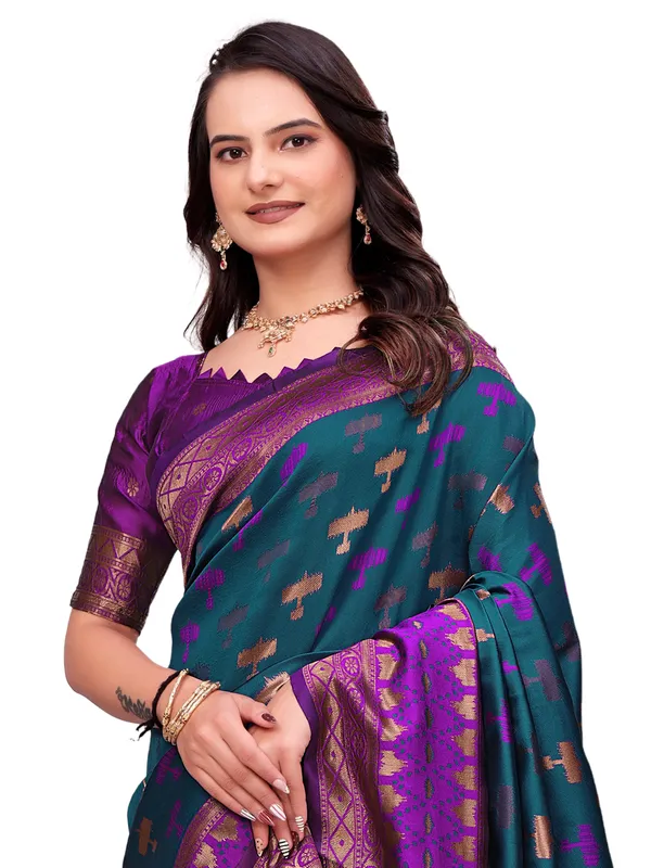 Teal_Traditional_Woven_Saree_for_Women