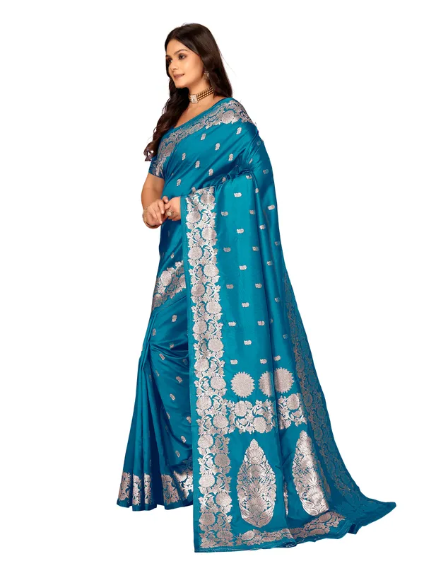 Teal_Blue_Traditional_Saree_For_Women