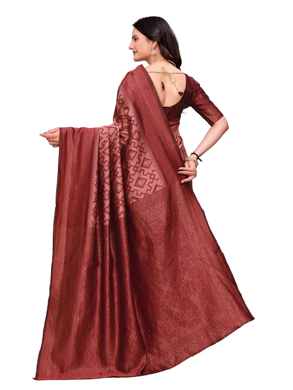 Maroon_Geometric_Pattern_Saree_For_Women