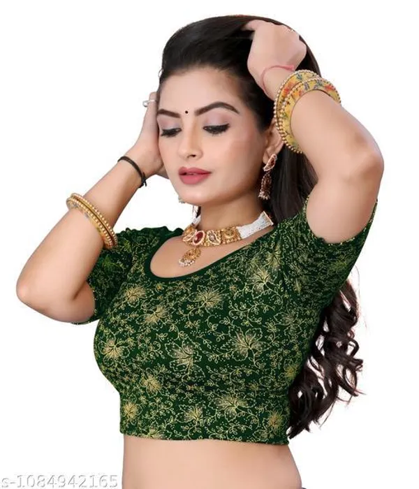 Green_And_Black_Velvet_Floral_Blouse_for_Women
