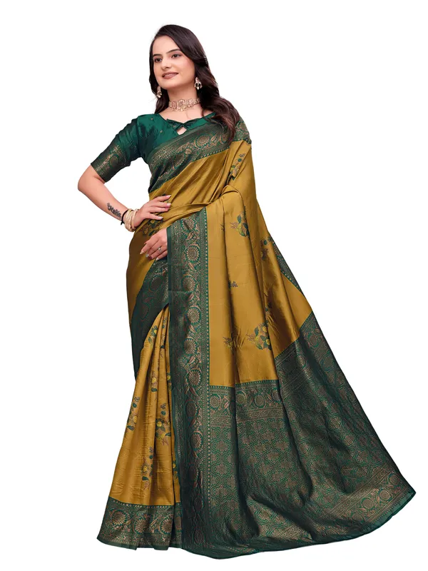 Mustard_Green_Printed_Saree_for_Women
