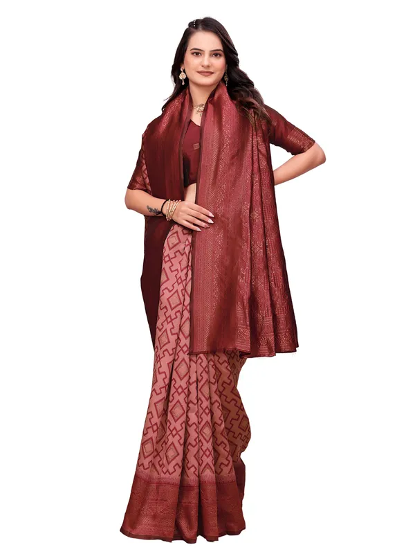 Maroon_Geometric_Pattern_Saree_For_Women